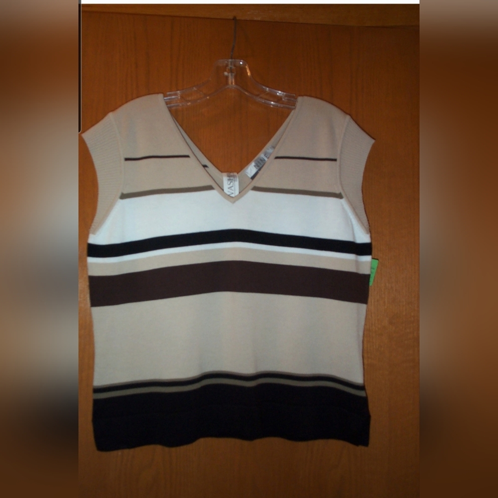 WOMEN'S NINE & COMPANY NINE WEST COTTON SWEATER VEST SIZE LARGE NEW!